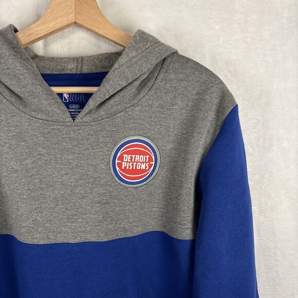 Detroit Pistons NBA Hoodie Sz Large Gray Blue Pullover Sweatshirt NWT Licensed - Picture 2 of 6